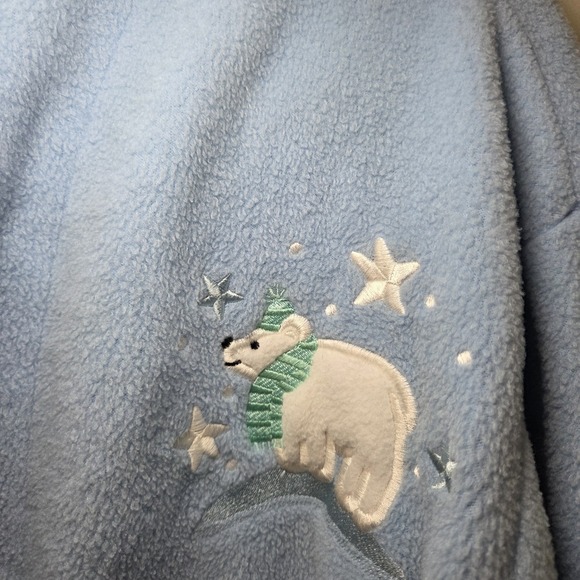 Delicates Plush Fleece Bathrobe Blue Polar Bear Winter Robe XL Y2K Cozycore - Picture 8 of 11